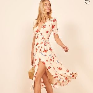 Reformation Napa Dress White Floral Wrap Dress